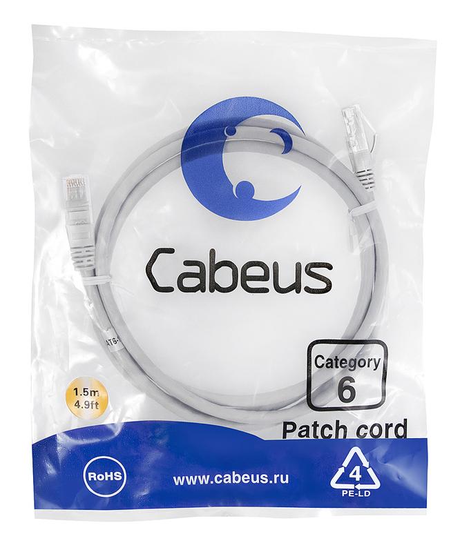 патч-корд u/utp кат.6 pc-utp-rj45-cat.6-1.5m 2xrj45/8p8c неэкранир. pvc 1.5м сер. cabeus 7273c от BTSprom.by