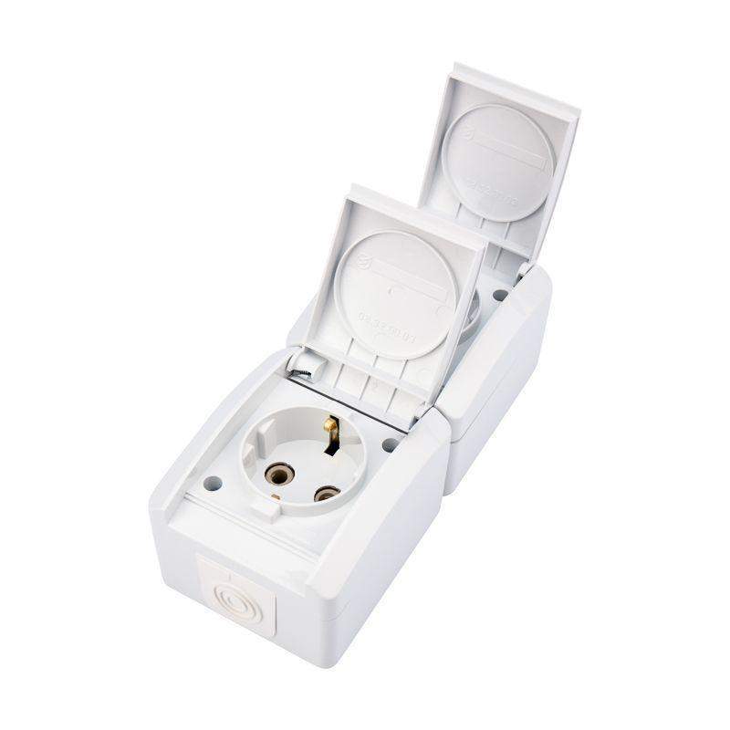  Блок розеток 2-м ОП INDUSTRIAL IP54 вертик. с заземл. керамика бел. Kranz KR-78-0801 фото в каталоге от BTSprom.by