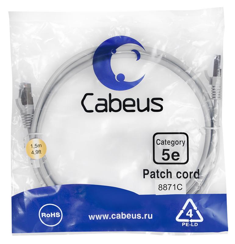 патч-корд f/utp кат.5e pc-ftp-rj45-cat.5e-1.5m-lszh 2xrj45/8p8c экранир. lszh 1.5м сер. cabeus 8871c от BTSprom.by