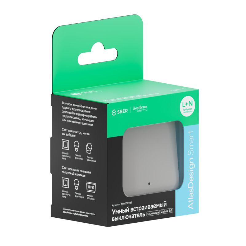  Выключатель 1-кл. AtlasDesign Smart 10А (сх. 1) L+N с подсветкой Zigbee механизм бел. SE ATN000113Z фото в каталоге от BTSprom.by