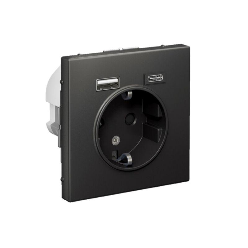  Розетка ArtGallery 16А с 2-мя заряд. устройствами USB A+C 5В/2.4А/3А 2х5В/1.5А механизм базальт SE GAL001432 фото в каталоге от BTSprom.by