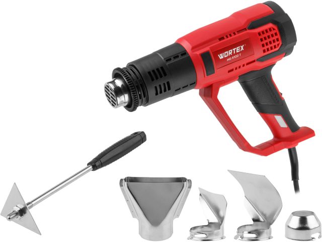 термовоздуходувка wortex hg 6122 t в кор. + набор сопл 2000 вт, 3 режима., 60-600 °с (ступенчатая. рег., 300, 500 л/мин) 1334741 от BTSprom.by