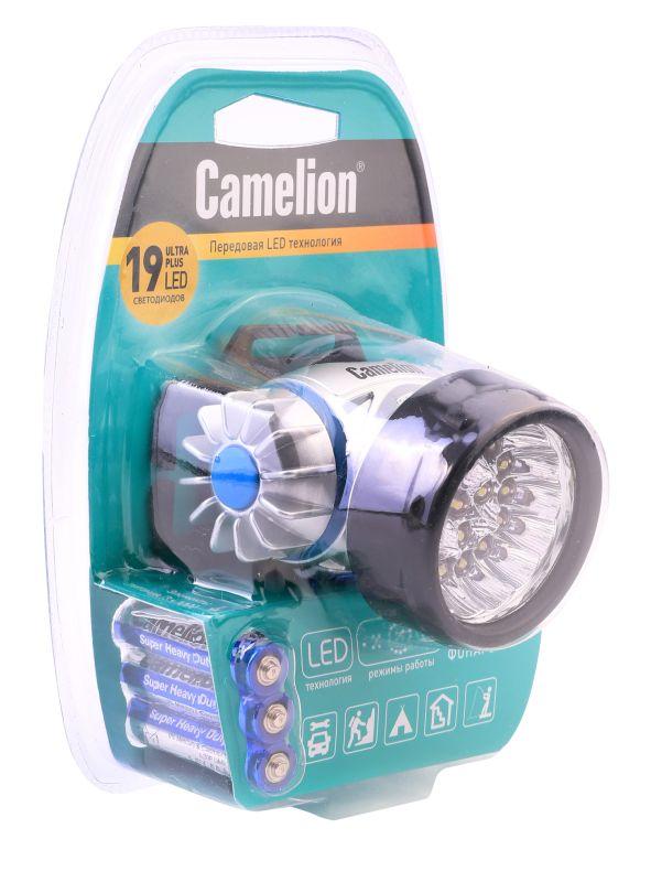 фонарь налобный led 5323-19mx 19 ультра-ярких led 4 режима 3хr03 (в компл.) металлик camelion 8138 от BTSprom.by