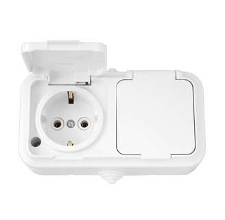 розетка 2-м оп 16а ip44 с заземл. бел. bylectrica ра16-303 от BTSprom.by