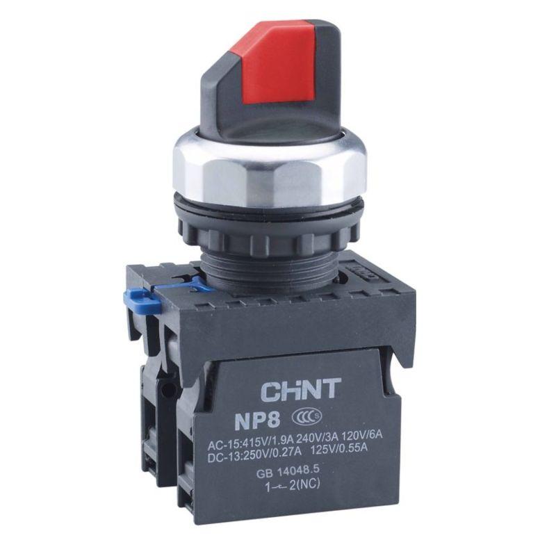 переключатель без подсветки np8-11x/214 2 полож. с фиксацией красн. 1но+1нз ip65 (r) chint 667133 от BTSprom.by