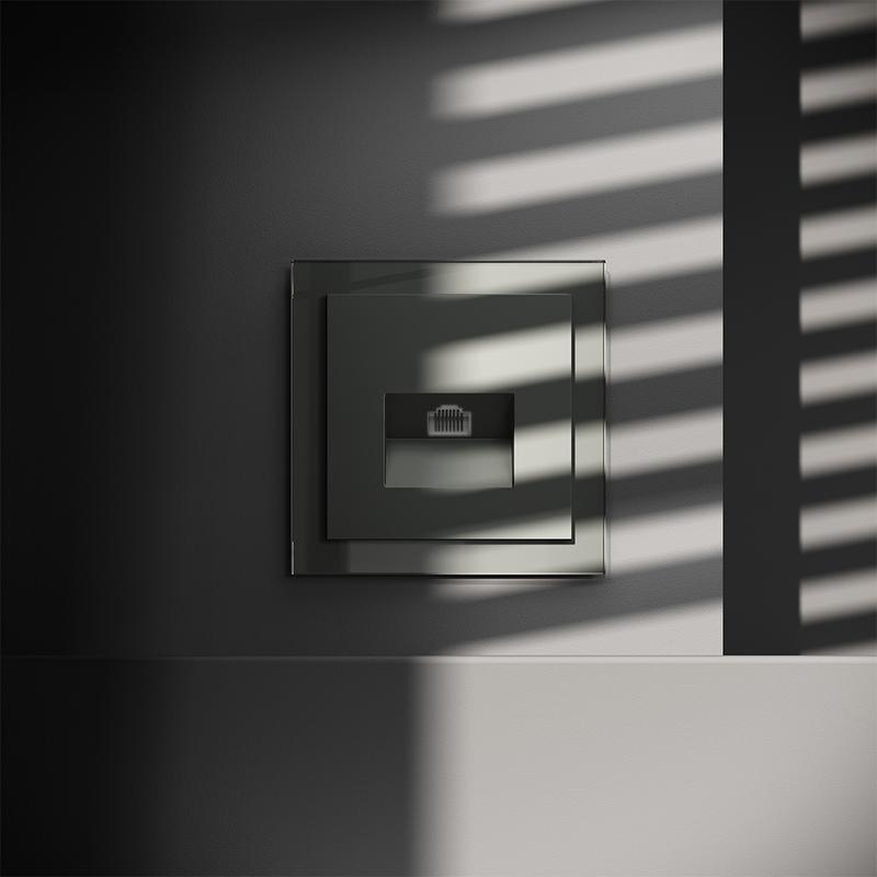  Розетка компьютерная 1-м СП S70 RJ45 кат.6 механизм титан Voltum VLS060106 фото в каталоге от BTSprom.by