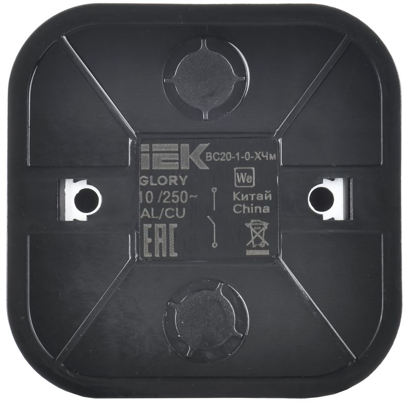  Выключатель 1-кл. ОП GLORY ВС20-1-0-ХЧм 10А черн. матов. IEK EVH10-K02M-10 фото в каталоге от BTSprom.by