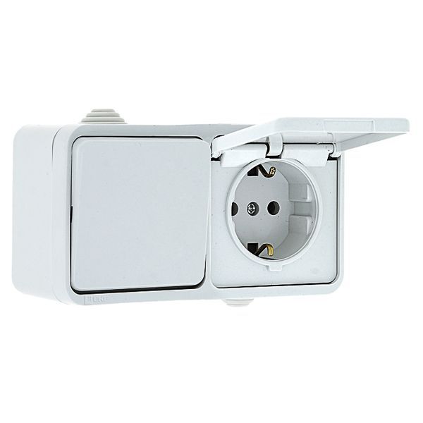  Блок розеточный 2-м ОП Прага 16А IP44 с заземл. с крышкой бел. PROxima EKF EKRR16-050-10-440 фото в каталоге от BTSprom.by