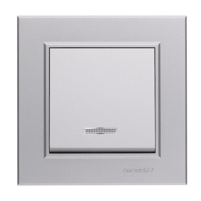 переключатель 1-кл. сп karea 10а ip20 серебр. с подсветкой makel 56065025 от BTSprom.by