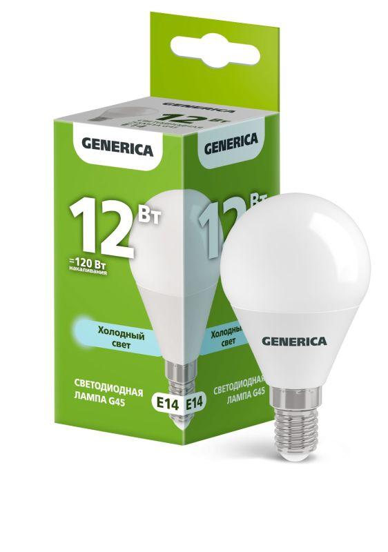 лампа светодиодная g45 12вт шар 6500к e14 230в generica ll-g45-12-230-65-e14-g от BTSprom.by