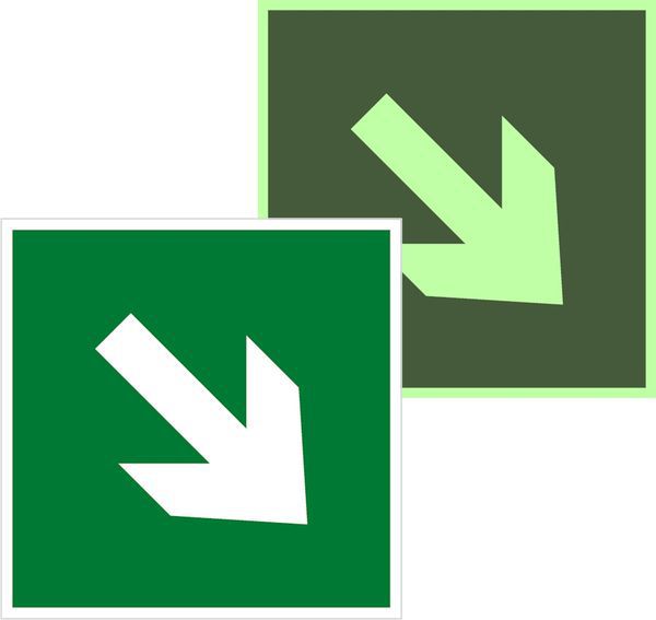 знак эвакуационный e 02-02 "направляющая стрелка под углом 45" 200х200мм пленка самоклеящаяся с фотолюминесцентным покрытием ekf an-e-02-02-f от BTSprom.by