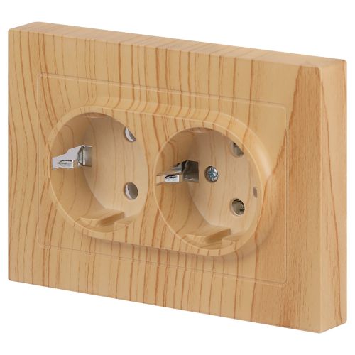  Розетка 2-м СП Accent 6-205-11 16А IP20 250В 2P+E Schuko AL/CU сосна Intro Б0063504 фото в каталоге от BTSprom.by