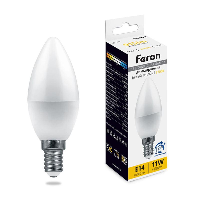 лампа светодиодная диммируемая 11вт 230в e14 2700к с37 lb-771 feron 51055 от BTSprom.by