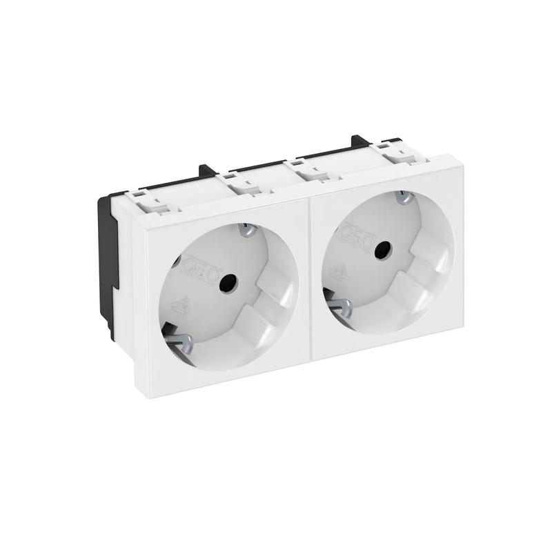 розетка 2-м 2х2к+3 под углом 33град. шторки 16а 250в (45х90мм - 2 модуля modul45) бел. obo 6120103 от BTSprom.by