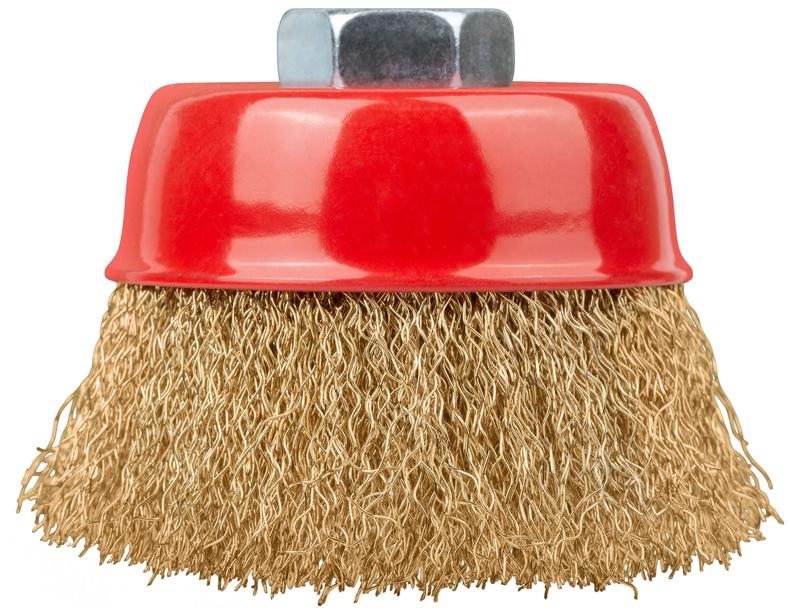  Корщетка-чашка гайка М14 стальная латунированная волнистая проволока 75мм FIT 39267 фото в каталоге от BTSprom.by