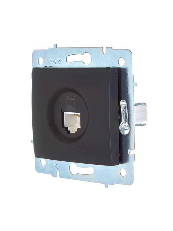  Розетка компьютерная 1-м СП ASTI IP20 RJ45 механизм Cat 6e черн. бархат LEZARD 7081-4288-140 фото в каталоге от BTSprom.by