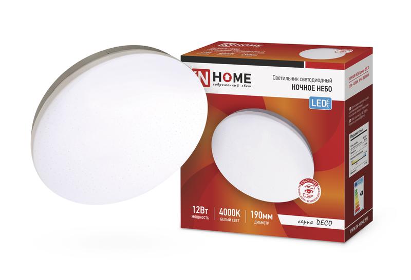 светильник светодиодный deco ночное небо 12вт 4000к 780лм 230в 190х65мм in home 4690612033433 от BTSprom.by