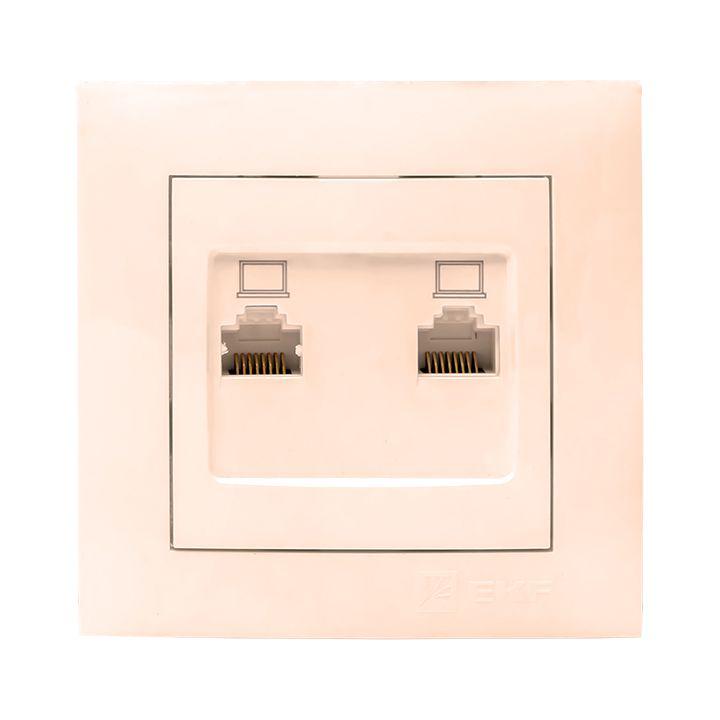 розетка компьютерная 2-м сп валенсия rj45 крем. proxima ekf ewk02-035-20 от BTSprom.by