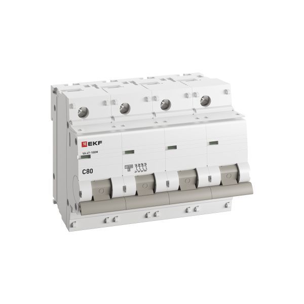  Выключатель автоматический модульный 4п C 80А 10кА ВА 47-100M электромагнит. расцеп. PROxima EKF mcb47100m-4-80C-pro фото в каталоге от BTSprom.by