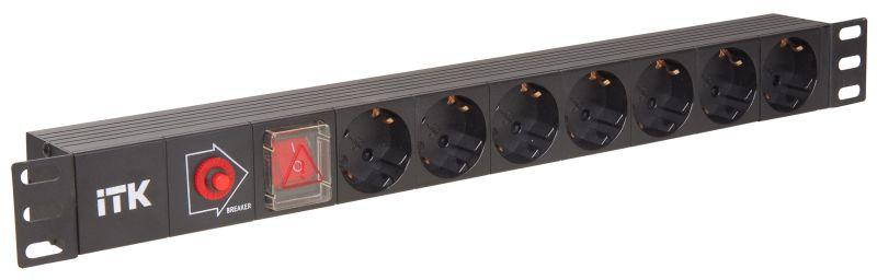 блок розеток 7 мест pdu (немец. станд.) с led выкл. и защ. от перенапр. без шнура вход c14 алюм. профиль itk ph13-7d3 от BTSprom.by