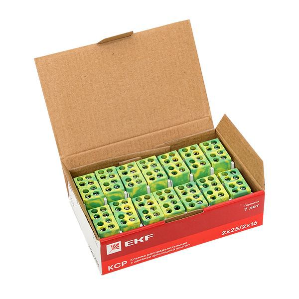  Клемма распределительная КСР с двойн. винтом 2х25/2х16 желт./зел. PROxima EKF ksr-2.25-2.16-y-green фото в каталоге от BTSprom.by