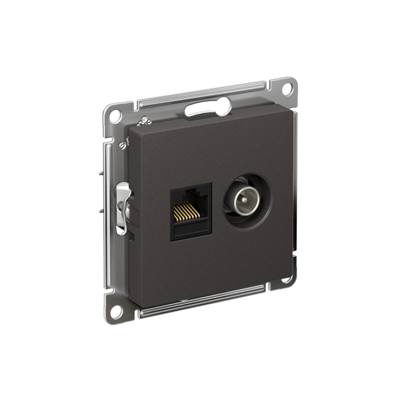 розетка компьютерная + телевизионная 2-м сп atlasdesign rj45 кат.5e + tv механизм базальт se atn001489 от BTSprom.by