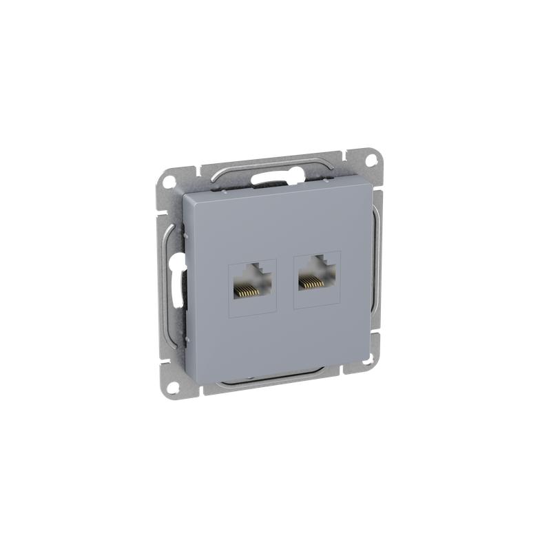 розетка компьютерная 2-м сп эпика rj45 кат.5 механизм алюм. ekf up1-soa-2rj45-5 от BTSprom.by