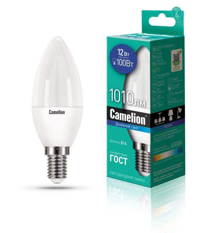 лампа светодиодная led12-c35/865/e14 12вт 220в camelion 13691 от BTSprom.by