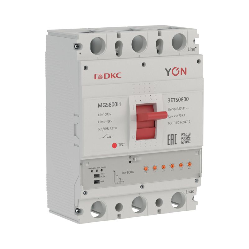 выключатель автоматический 3п 320-800а 75ка mgs800h с электронным расцепителем ets в литом корпусе yon mgs800h-3ets0800 от BTSprom.by