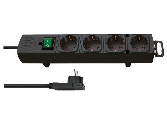 удлинитель 2м (4 роз., 3.3квт, с/з, выкл., пвс) черный brennenstuhl comfort-line (провод 3х1,5мм2, сила тока 16а, с/з - с заземляющим контактом) 1153100100 от BTSprom.by