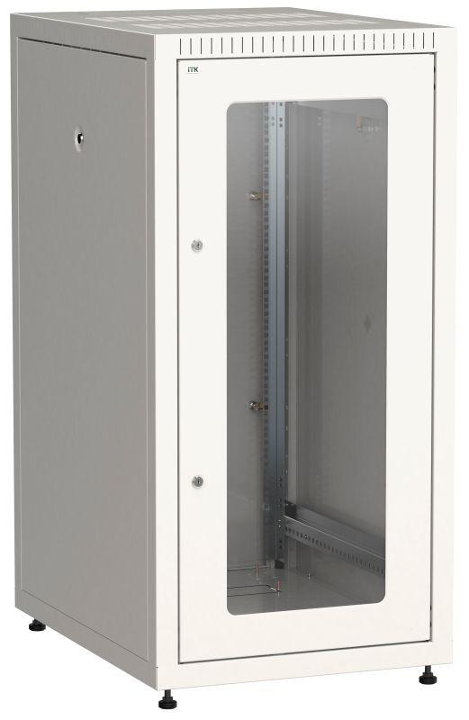 шкаф сетевой linea e 24u 600х800мм стекл. передняя дверь задняя металлическая сер. itk le35-24u68-gm от BTSprom.by