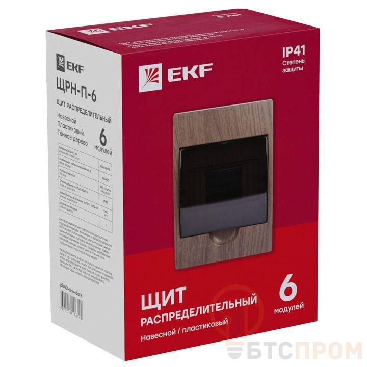  Щит ЩРН-П-6 IP41 темное дерево PROxima EKF pb40-n-6-dark фото в каталоге от BTSprom.by