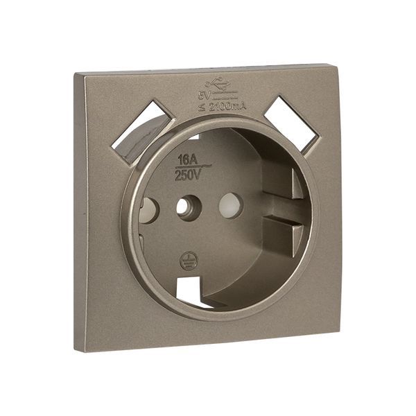  Панель лицевая Валенсия для розетки 1-м 16А защ. шторки с заземл. кашемир с 2 USB 2.1А PROxima EKF ESR16-L-028-40-2USB фото в каталоге от BTSprom.by