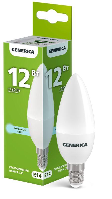 лампа светодиодная c35 12вт свеча 6500к e14 230в generica ll-c35-12-230-65-e14-g от BTSprom.by