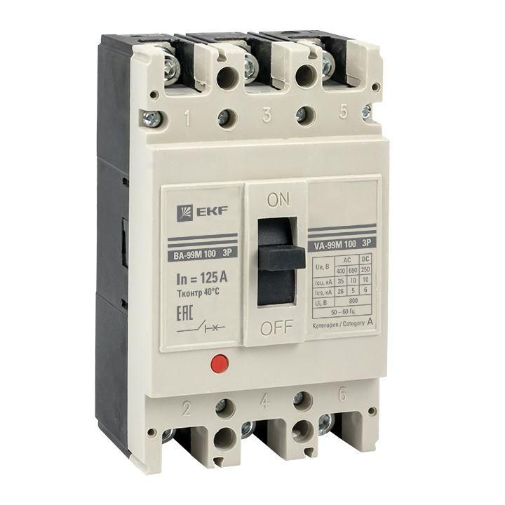 выключатель автоматический 3п 100/125а 35ка ва-99м proxima ekf mccb99-100-125m от BTSprom.by