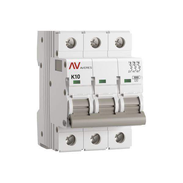 выключатель автоматический модульный 3п k 10а 10ка av-10 averes ekf mcb10-3-10k-av от BTSprom.by