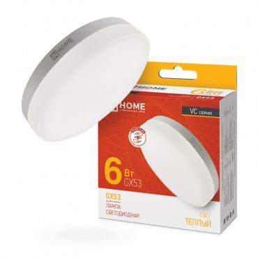 лампа светодиодная led-gx53-vc 6вт таблетка 3000к тепл. бел. gx53 570лм 230в in home 4690612030777 от BTSprom.by