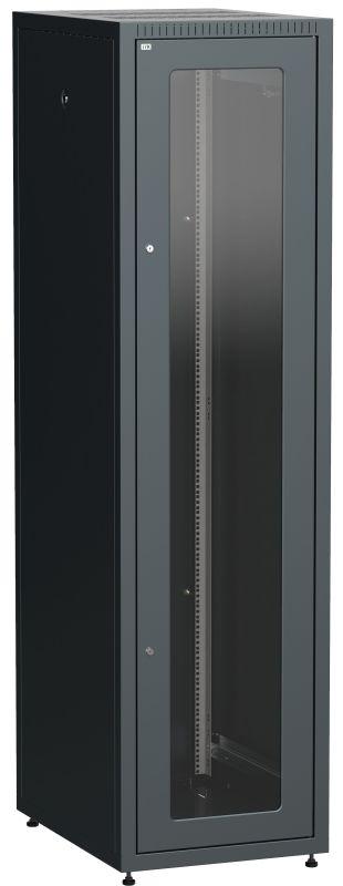 шкаф сетевой linea e 42u 600х800мм стекл. передняя дверь задняя металлическая черн. itk le05-42u68-gm от BTSprom.by