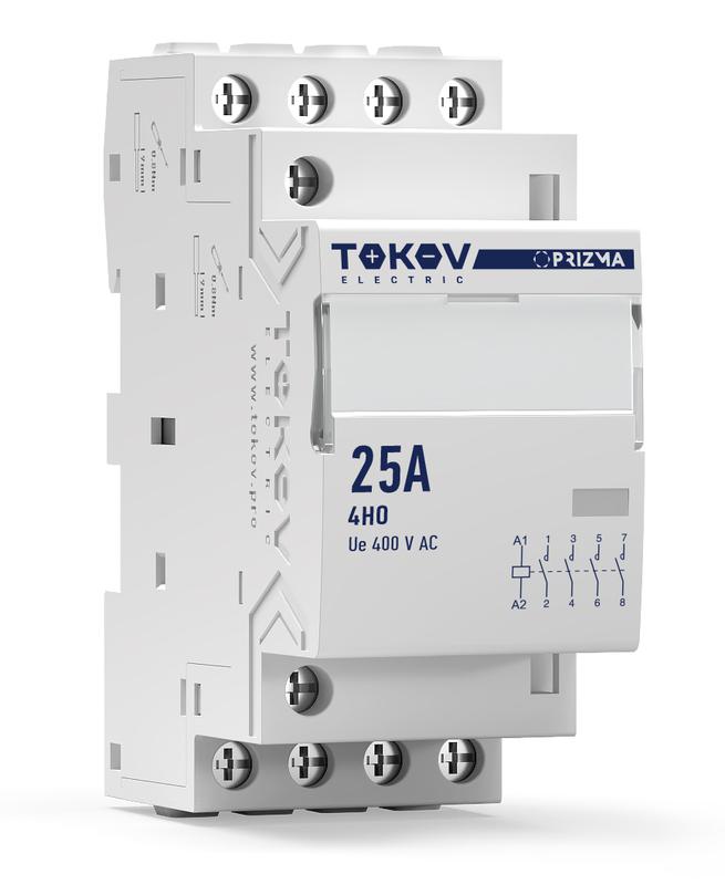 контактор модульный 36мм 25а 230в ас 4но prizma tokov electric tke-pz-mc-2-25-230-40 от BTSprom.by