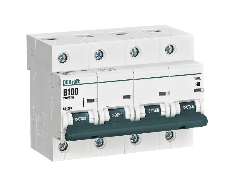 выключатель автоматический 4п b 100а 10ка ва-201 dekraft 13047dek от BTSprom.by