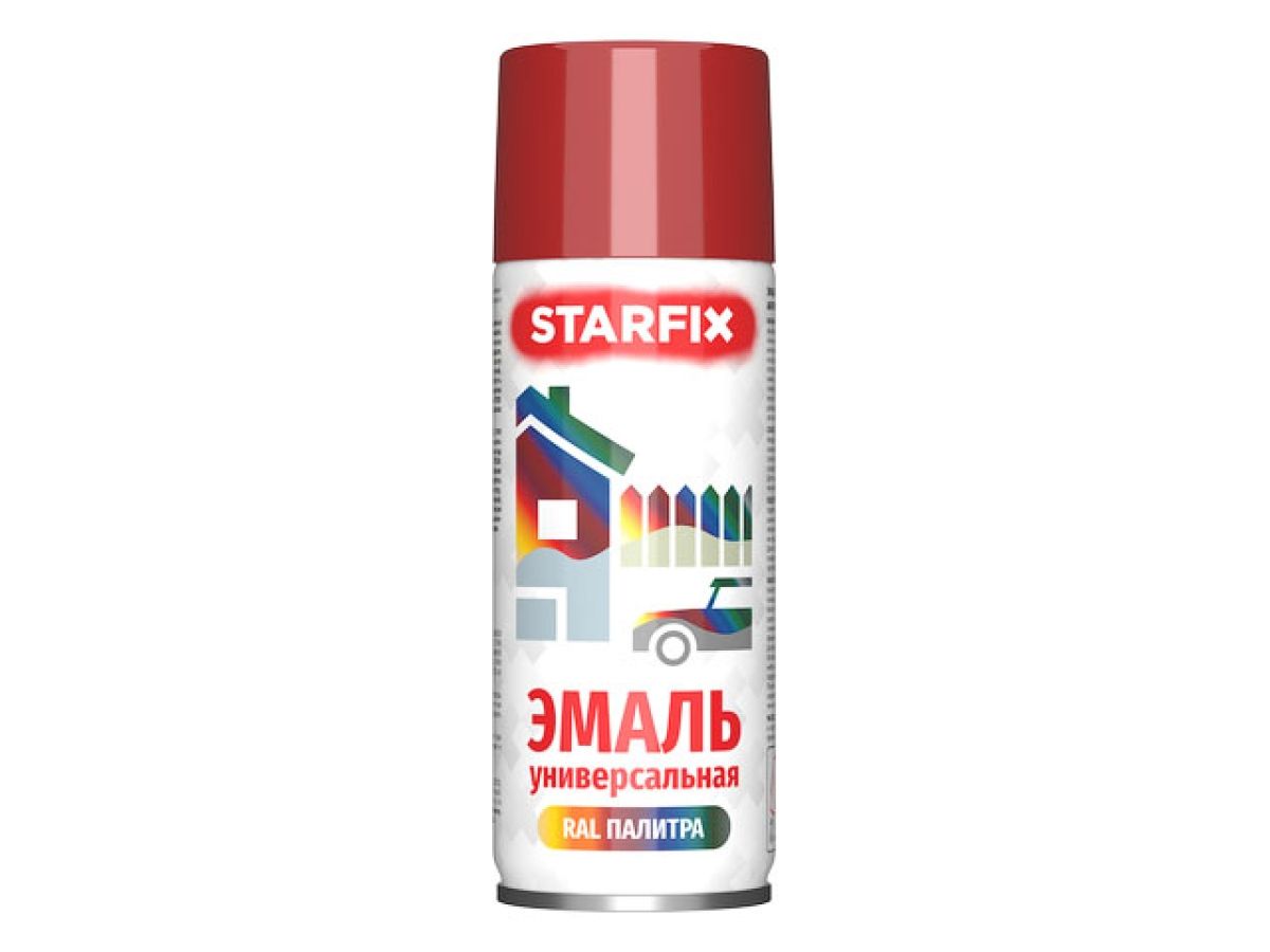 краска-эмаль аэроз. универсальная красный starfix 520мл (3002) (карминно-красный, глянцевая) sm-97030-1 от BTSprom.by