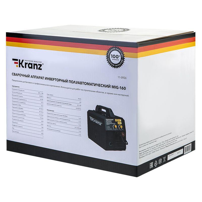  Аппарат сварочный инверторный полуавтоматический MIG-160 Kranz 11-0926 фото в каталоге от BTSprom.by