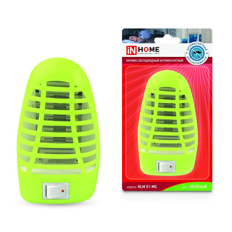 ночник светодиодный москитный nлм 01-mg зел. с выкл. 230в in home 4690612029146 от BTSprom.by