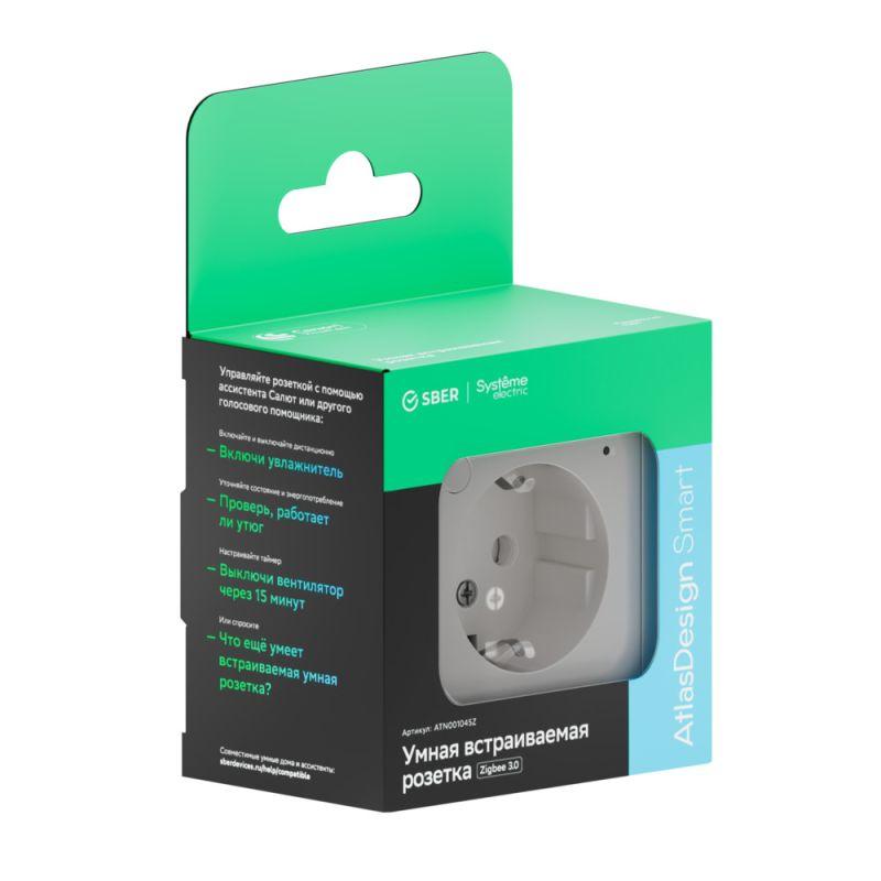  Розетка AtlasDesign Smart 16А L+N с заземл. защ. шторки Zigbee механизм бел. SE ATN000145Z фото в каталоге от BTSprom.by