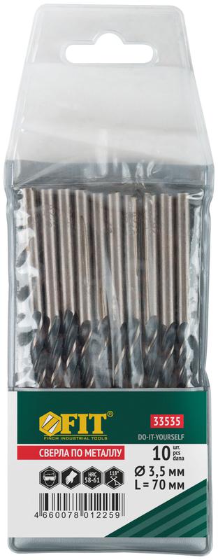  Сверло по металлу HSS черненые 3.5х70мм (уп.10шт) FIT 33535 фото в каталоге от BTSprom.by