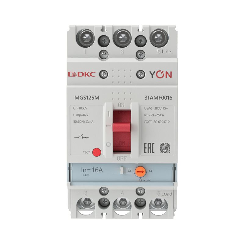 Выключатель автоматический MGS125 3P 12 8-16A 25kA YON MGS125M-3TAMF0016 фото в каталоге от BTSprom.by