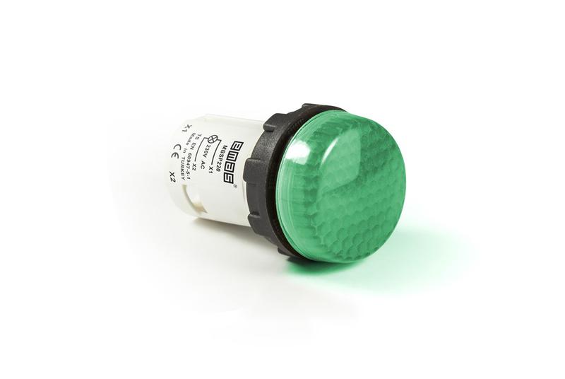 арматура сигнальная моноблочная 220в с ячеистым стеклом зел. emas mbsp220y от BTSprom.by