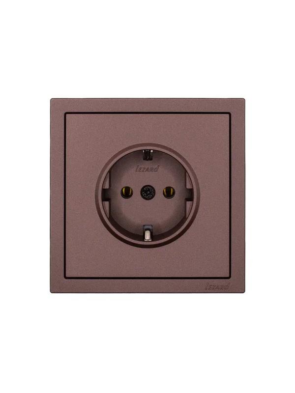  Розетка 1-мест. с/з ПБТ СП ZIMA IP20 16А безвинт. зажим шоколад LEZARD 704-7388-122BQC фото в каталоге от BTSprom.by