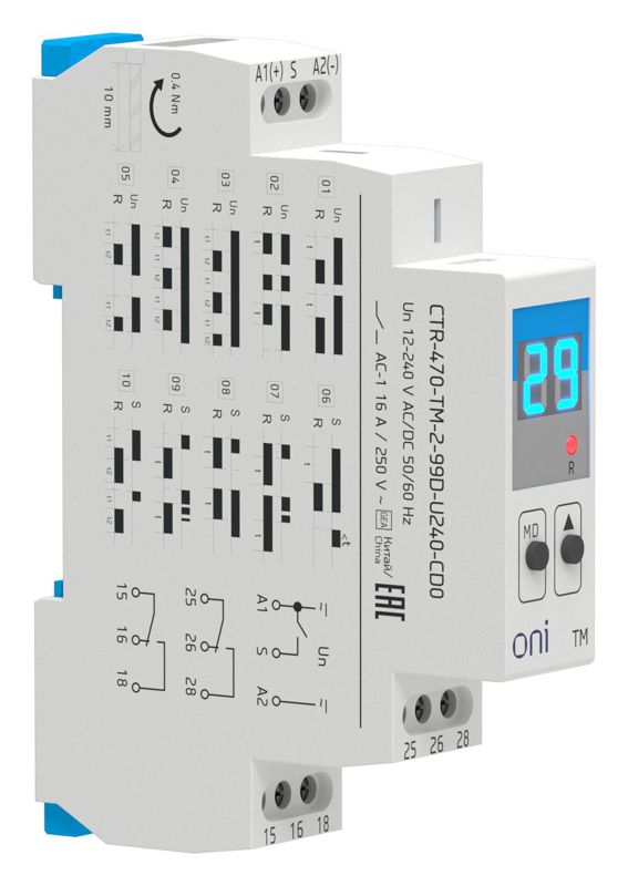 реле времени многофункц. tm дисплей 2 контакта 12-240в ac/dc oni ctr-470-tm-2-99d-u240-cd0 от BTSprom.by