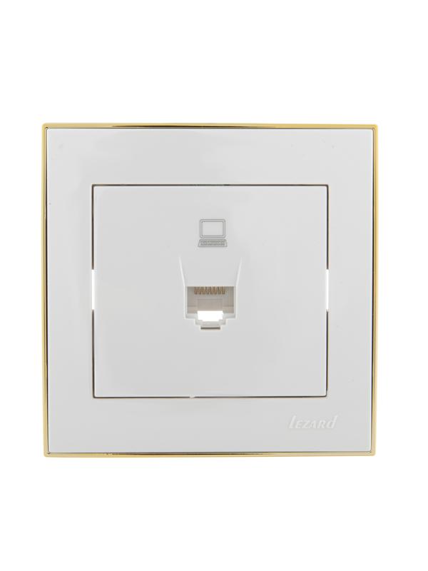 розетка компьютерная 1-м сп rain rj45 с зол. боковой вставкой бел. lezard 703-0226-139 от BTSprom.by